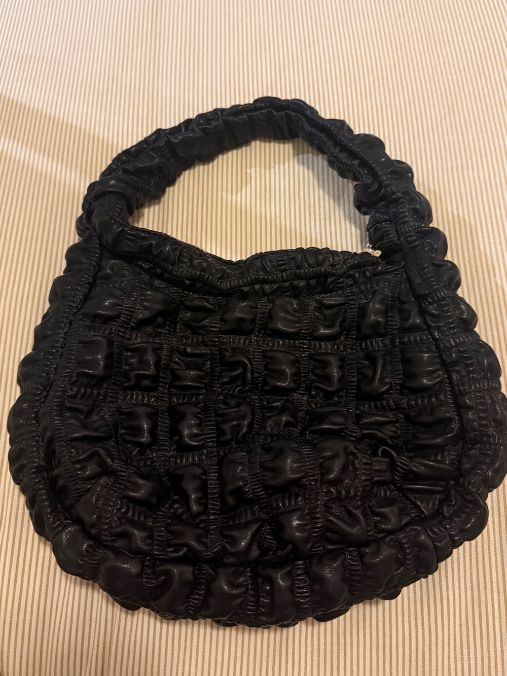 Jason Wu Black Faux Leather Ruched Shoulder Bag